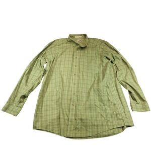 L.L. Bean Shirt Mens 2XLT Green Check Long Sleeve Button Up Wrinkle Resistant